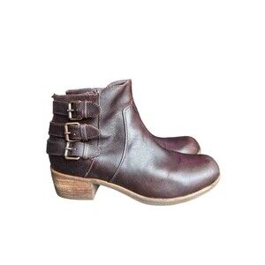 Ugg Volta Brown Leather Ankle Booties Size 8